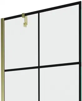 Sprchové dvere MEXEN/S - Next vaňová zástena FIX 80x150 cm, čierny dekor, zlato 895-080-000-00-77-50