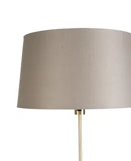 Stojace lampy Stojacia lampa zlatá / mosadz s ľanovým tienidlom tupá 45 cm - Parte