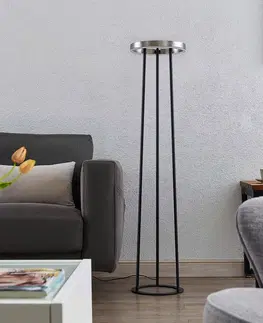 Stojacie lampy Lucande Lucande Seppe stojaca LED lampa, Ø 30 cm, nikel