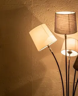 Osvetlenie Stojací lampa LANSING Dekorhome Biela / hnedá