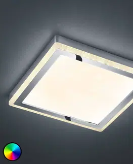 Stropné svietidlá Reality Leuchten Stropné LED svietidlo Slide biele hranaté 40x40 cm