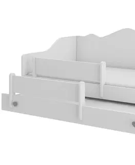 Postele NABBI Elisa II detská posteľ s prístelkou a matracmi 80x160 cm biela / sivá