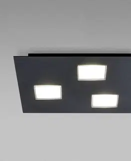 Stropné svietidlá Fabbian Fabbian Quarter čierne stropné LED svetlo 3-pl.