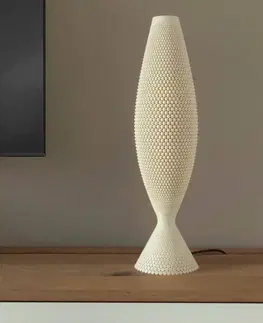Stolové lampy Tagwerk Diamantová stolová lampa z organického materiálu, ľan, 65 cm