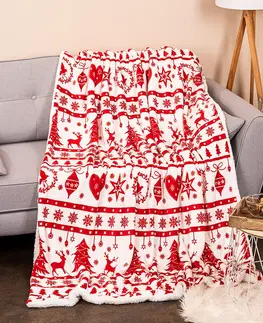 Prikrývky na spanie 4Home Vianočná baránková deka White Christmas, 150 x 200 cm