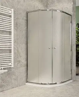 Kúpeľňové batérie MEREO MEREO - Sprchový set z Kory Lite, štvrťkruh, 90 cm, chróm ALU, sklo Grape a vaničky z liateho mramoru CK35131ZM