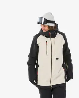 bundy a vesty Pánska snowboardová bunda SNB 900 mimoriadne odolná béžová