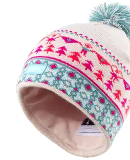 čiapky Detská lyžiarska žakárová čiapka ružovo-tyrkysová