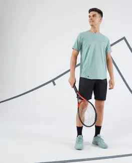 bedminton Pánske tenisové tričko s krátkym rukávom Dry Gaël Monfils sivo-zelené