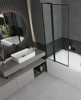 Sprchové dvere MEXEN/S - Cube obdĺžniková vaňa 170 x 80 cm s panelom + vaňová zástena 80 cm, čierna vzor 550517080X9408117070