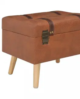 Lavice a stoličky Stolička s úložným priestorom umelá koža / drevo Dekorhome Hnedá