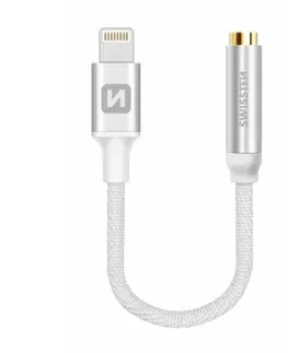 USB káble Audio adaptér Swissten LightningJack (samica) 0.15m, strieborný 73501212