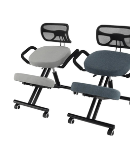 Jedálenské stoličky KONDELA Rufus ergonomická kľakačka na kolieskach sivohnedá (taupe) / čierna