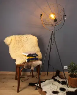 Stojacie lampy Eco-Light Stojaca lampa Grid s tienidlom v tvare košíka