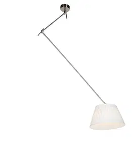 Zavesne lampy Závesná lampa s nariaseným tienidlom krémová 35 cm - oceľ Blitz I