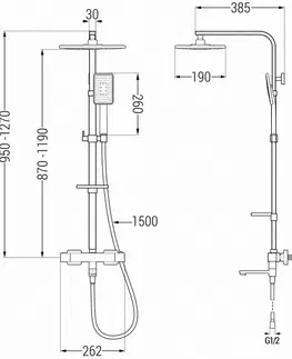 Sprchy a sprchové panely MEXEN/S - CQ54 vaňový stĺp s termostatickou batériou, čierna / chróm 779105495-71