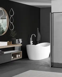 Sprchové dvere MEXEN/S - Kioto Sprchová zástena WALK-IN voľne stojaca 160 x 30 x 30 cm, čierny vzor, biela 800-160-030-222-20-70-030