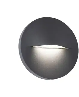 Vonkajšie nástenné svietidlá Viokef Vonkajšie nástenné svietidlo LED Vita, tmavosivá farba, Ø 14 cm