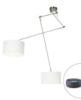 Zavesne lampy Inteligentné oceľové závesné svietidlo s tienidlom 35 cm biele vrátane 2 Wifi A60 - Blitz