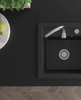 Kuchynské drezy MEXEN MEXEN - Vito granitový drez 1-miska 520x490 mm, čierna 6503521000-77