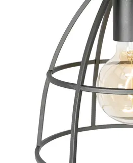 Zavesne lampy Industriálne závesné svietidlo tmavošedá s drevom 2-svetlo - Arthur