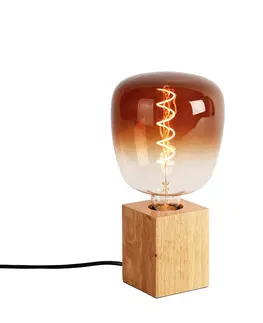 Stolove lampy Vidiecka stolová lampa z prírodného dreva vrátane LED G140 - Bloc