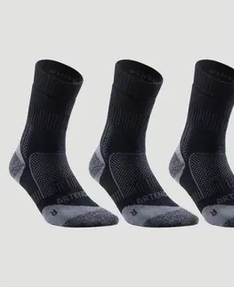 bedminton Športové ponožky RS 900 vysoké 3 páry čierno-sivé