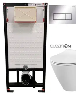 Záchody DEANTE Podstavný rám, pre závesné WC misy + SLIM tlačidlo chrom