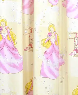 Závesy Záves bavlnený s rašiace lemovkou, Princezné, 175 x 135 cm