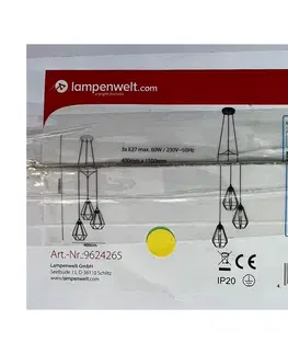 Svietidlá Lampenwelt Lampenwelt - Luster na lanku ELDA 3xE27/60W/230V 