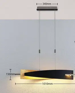 Závesné svietidlá Lucande Lucande LED závesné svietidlo Marija, lineárne, čierne, kov