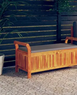 Záhradné lavice Záhradná lavica s úložným priestorom Dekorhome Krémová