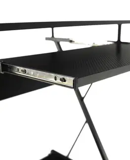 Herné stoly Pojazdný PC stôl/herný stôl s kolieskami, čierna, TARAK
