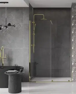 Sprchovacie kúty MEXEN/S - Velár posuvné sprchové dvere 130, transparent, zlatá 871-130-000-01-50
