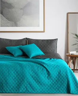 Prikrývky na spanie DecoKing Prehoz na posteľ Axel grafit., modrozel., 220 x 240 cm