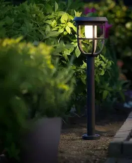 Záhradné lampy Philips Radii UltraEfficient solárne vonkajšie stĺpikové LED svietidlo 1,3 W 3000K 60 cm, čierna 