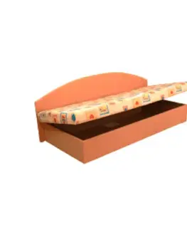 Postele Celočalúnená váľanda s molitánovým matracom, oranžová+vzor, EDO 3