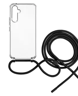 Puzdrá na mobilné telefóny Zadný kryt FIXED Pure Neck so šnúrkou na krk pre Samsung Galaxy S23, čierna FIXPUN-1040-BK