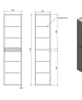 Kúpeľňa SAPHO - FILENA skrinka vysoká 35x140x30cm, čierna mat strip FID3540BS