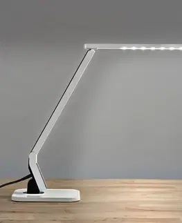 Stolové lampy Lindby Moderná LED lampa na písací stôl Eleni biela