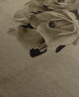 Čiernobiele obrazy Obraz ruže vo váze v sépiovom prevedení