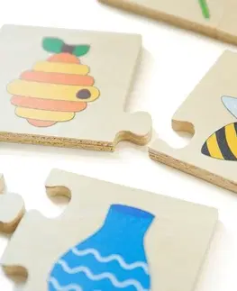 Drevené hračky Bigjigs Toys Didaktické puzzle Čo k sebe patrí