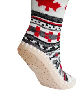Vyhrievané ponožky a podkolienky Vyhrievané ponožkové papuče Glovii GQ4 šedo-červená - M (36-40)