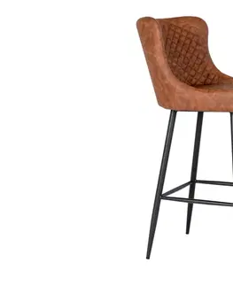 Barové stoličky Norddan Dizajnová barová stolička Laurien vintage hnedá
