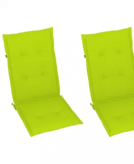 Zahradné stoličky Záhradná stolička 2 ks teak / látka Dekorhome Tmavo zelená