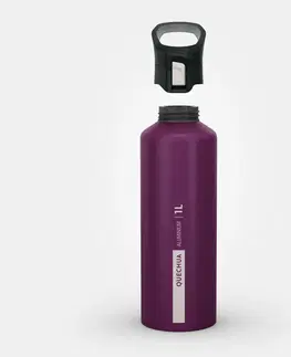 kemping Hliníková fľaša 1 l s rýchlouzáverom na turistiku fialová