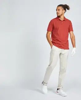 dresy Pánska golfová polokošeľa s krátkym rukávom MW500 tmavočervená