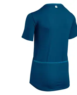 dresy Detský cyklistický dres 100 s krátkym rukávom modrý