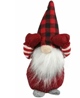 Vianočné dekorácie – do vnútra Škriatok v kockovanej čiapke červená