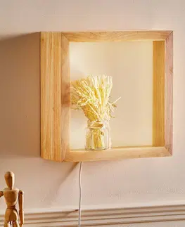 Nástenné svietidlá Fabas Luce Nástenné LED svetlo Window, 37x37 cm, dubové drevo